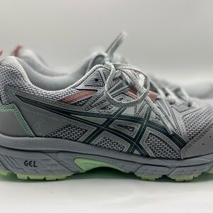 Asics Women's Athletic Shoes in Light Gray with Mint and Coral Accents